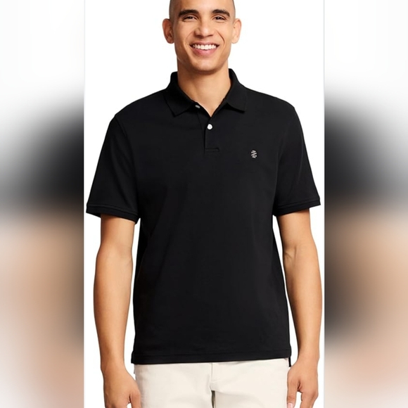 Izod Golf Black Polo Shirt Classic Design Short Sleeves - Picture 1 of 9